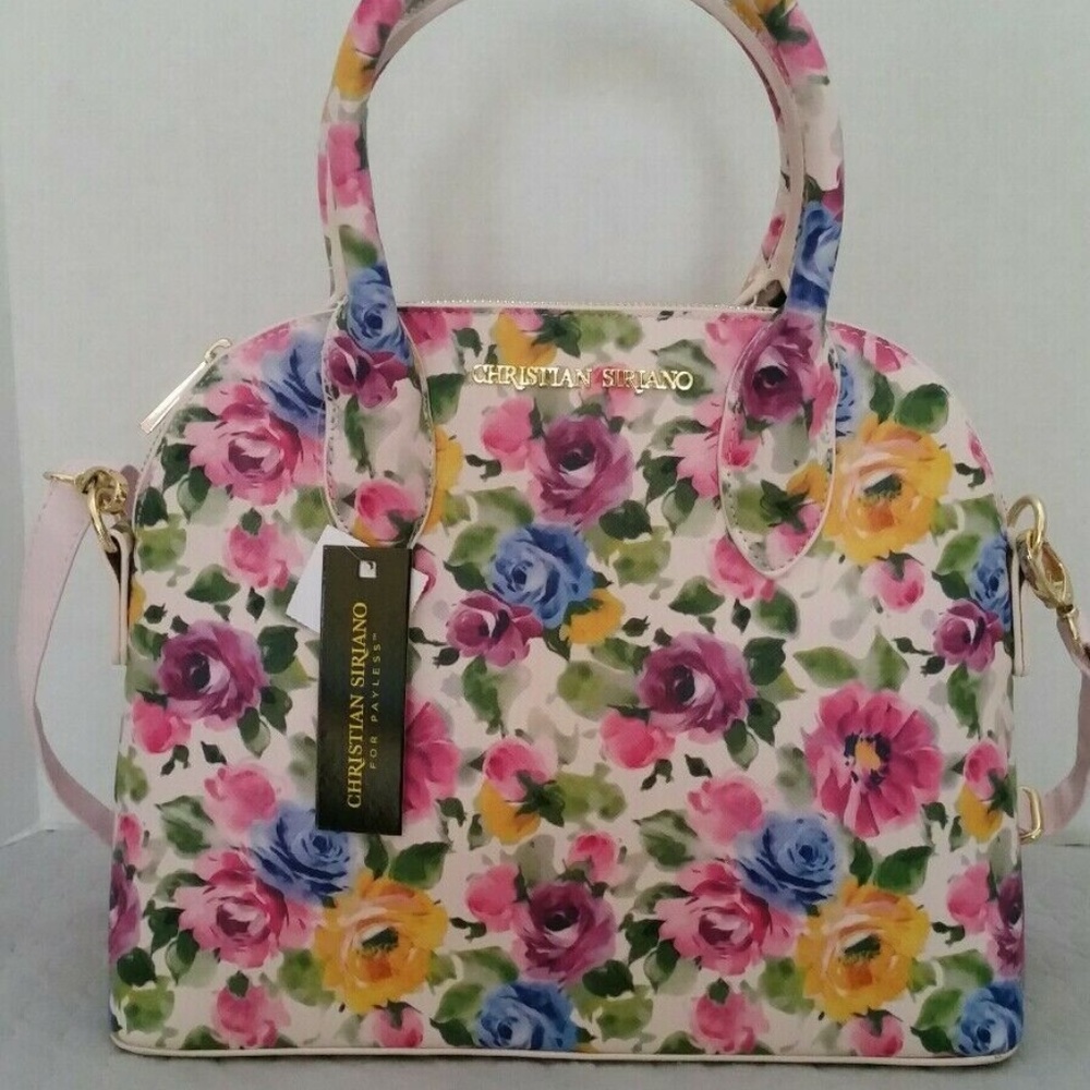 Christian Siriano Pink Floral Satchel Handbag